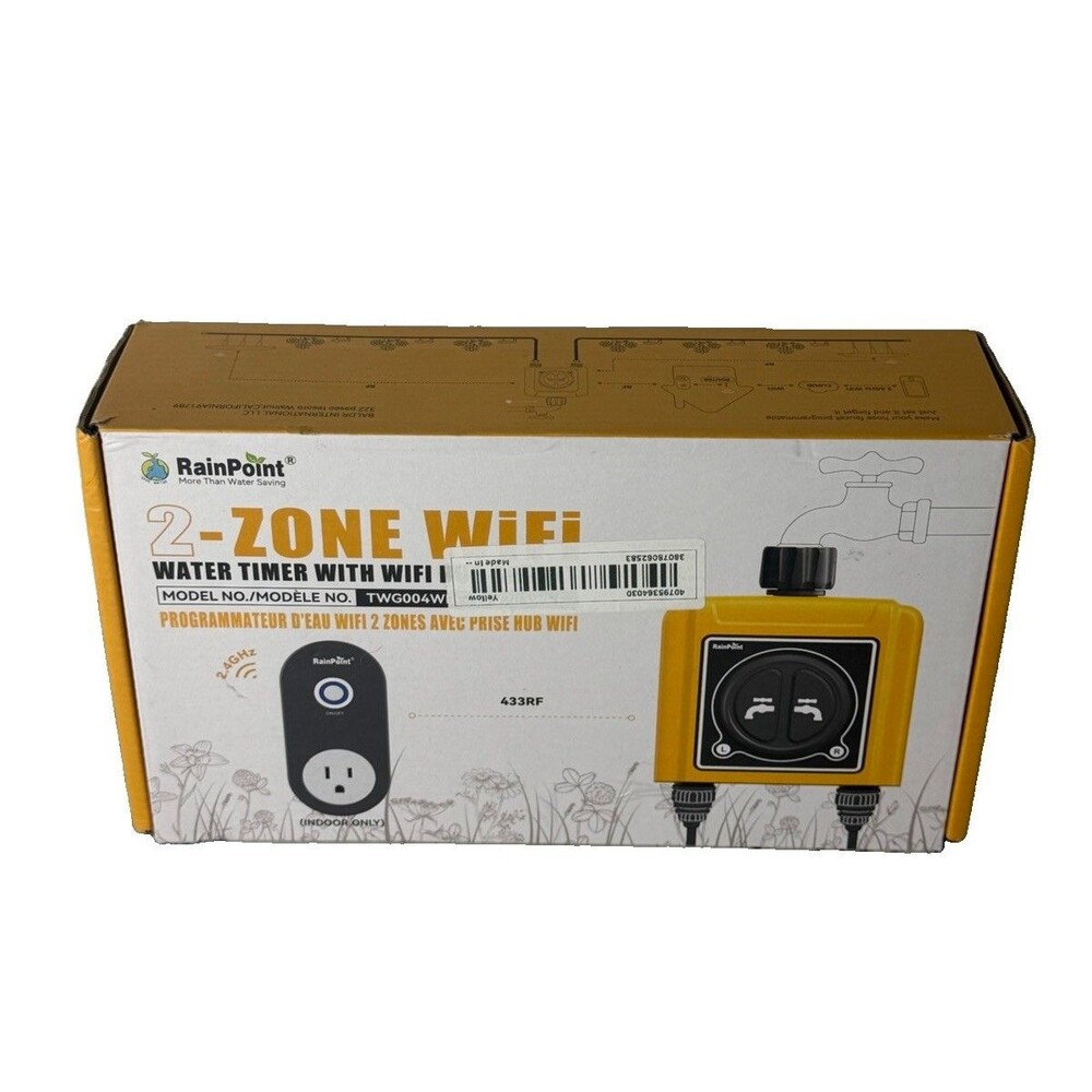 RainPoint 2 Zone WiFi Water Timer Smart Hose Faucet Sprinkler Controller Bundle